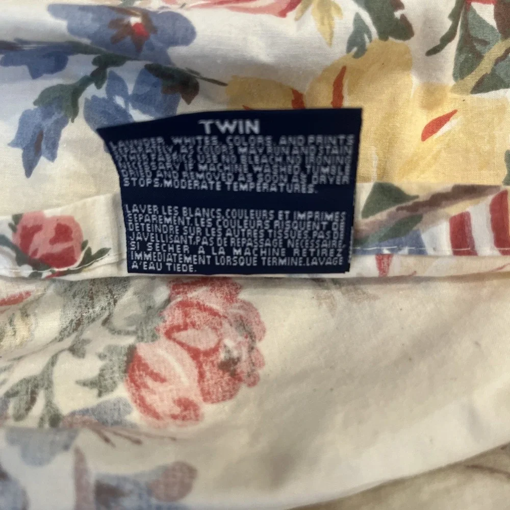 Vintage Ralph Lauren Dylan's Grove Twin Bed Skirt Floral Flags Dust Ruffle